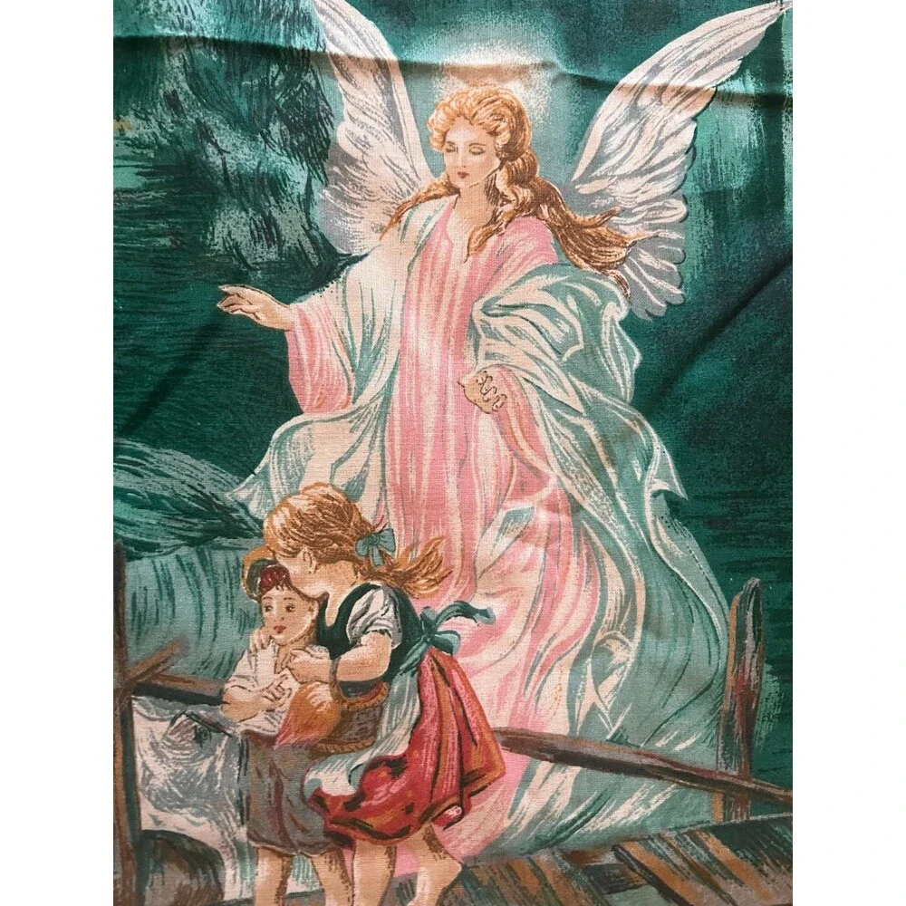 Guardian Angel Quilting Fabric Pillow Panel Cotton 35” X 44” Craft Sew Fairycore